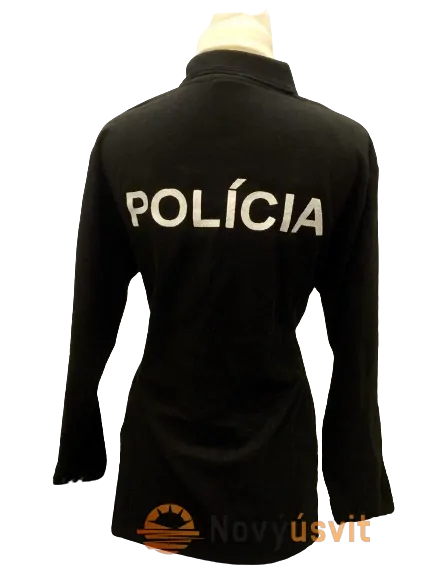 Dámska polokošeľa čierna vyšívaná s dlhým rukávom