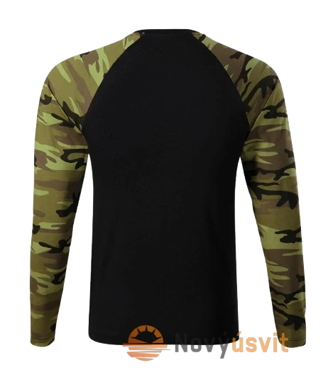 Pánske tričko s dlhým rukávom CAMOUFLAGE Maskačovo zelená