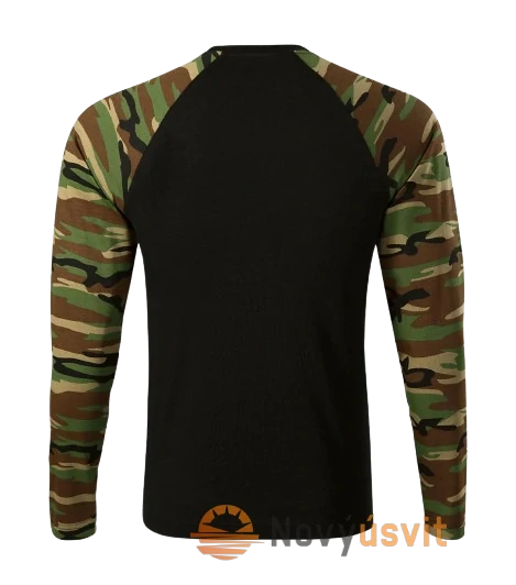 Pánske tričko s dlhým rukávom CAMOUFLAGE Maskačovo hnedá