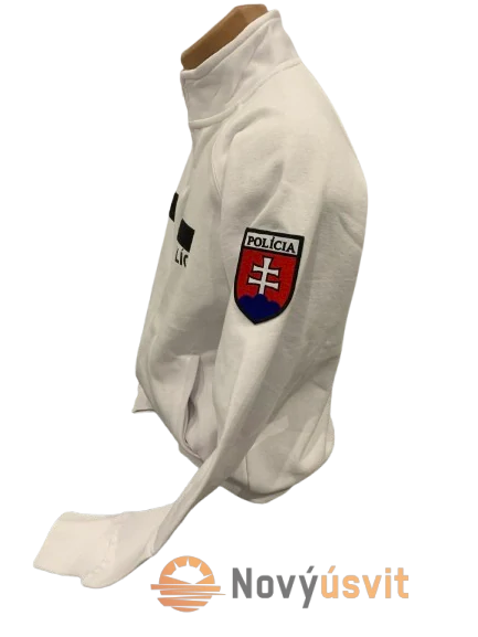Mikina unisex biela na zips
