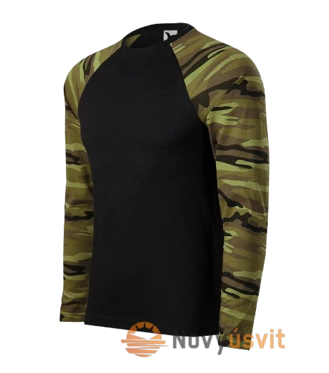 Pánske tričko s dlhým rukávom CAMOUFLAGE Maskačovo zelená
