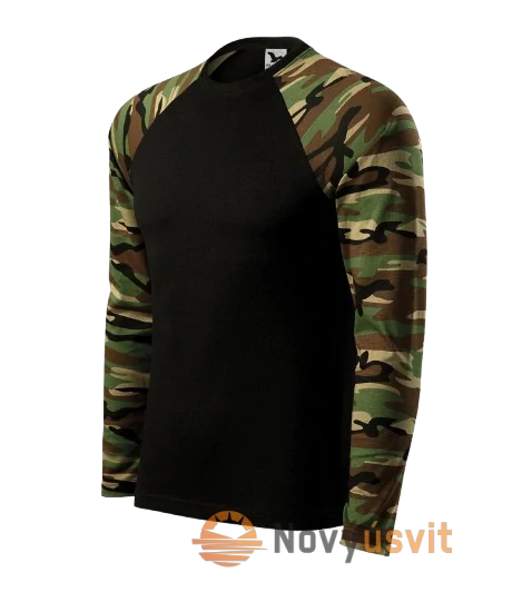 Pánske tričko s dlhým rukávom CAMOUFLAGE Maskačovo hnedá