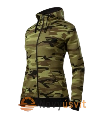 Dámska mikina na zips CAMO ZIPPER Maskačovo zelená S
