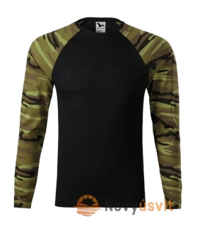 Pánske tričko s dlhým rukávom CAMOUFLAGE Maskačovo zelená
