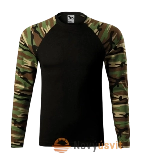 Pánske tričko s dlhým rukávom CAMOUFLAGE Maskačovo hnedá