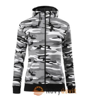 Dámska mikina na zips CAMO ZIPPER Maskačovo sivá 