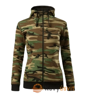 Dámska mikina na zips CAMO ZIPPER Maskačovo hnedá